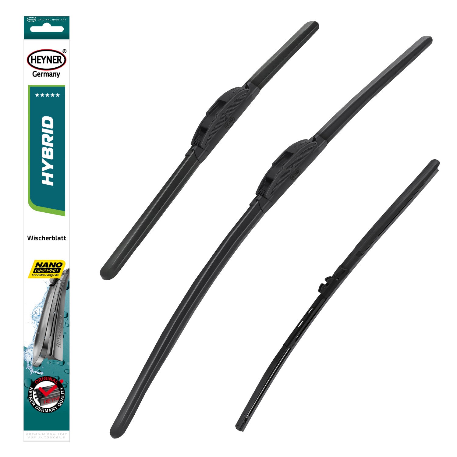 HEYNER® Set ștergător de parbriz cu ștergător spate compatibil cu DAEWOO NEXIA (02.1995 – 08.1997) HYBRID ștergător plat
