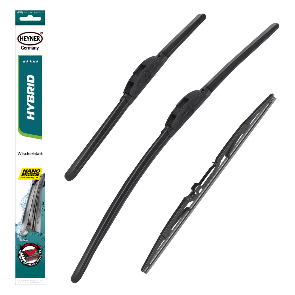 HEYNER® Set ștergător de parbriz cu ștergător spate compatibil cu MITSUBISHI PAJERO PININ (10.1999 – 06.2007) HYBRID ștergător plat