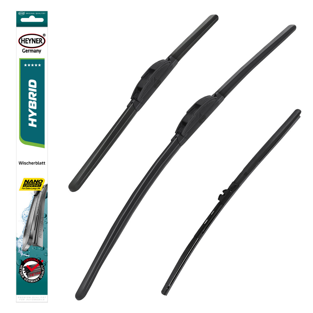 HEYNER® Set ștergător de parbriz cu ștergător spate compatibil cu VW TRANSPORTER T5 (06.2003 – 11.2009) HYBRID ștergător plat