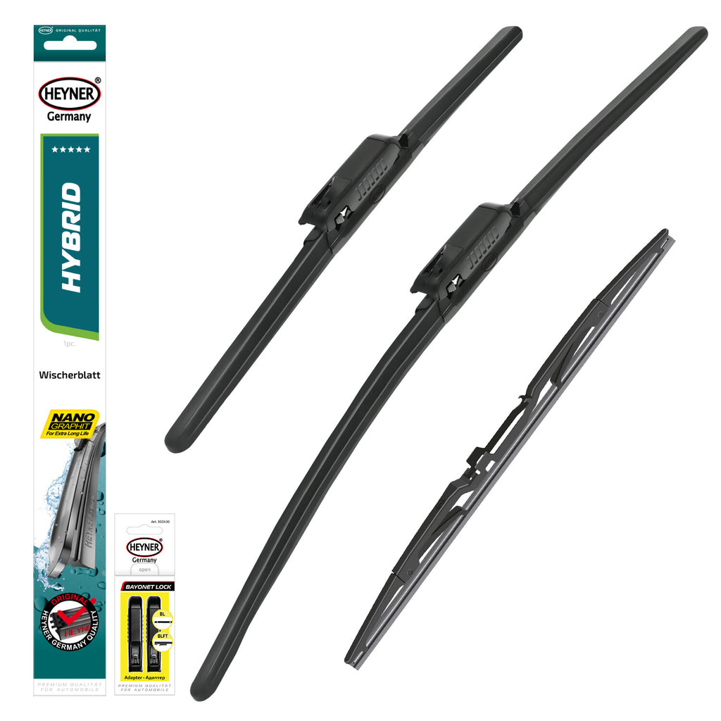 HEYNER® Set ștergător de parbriz cu ștergător spate compatibil cu MERCEDES-BENZ CITAN Kombi (11.2012 – 08.2021) HYBRID ștergător plat