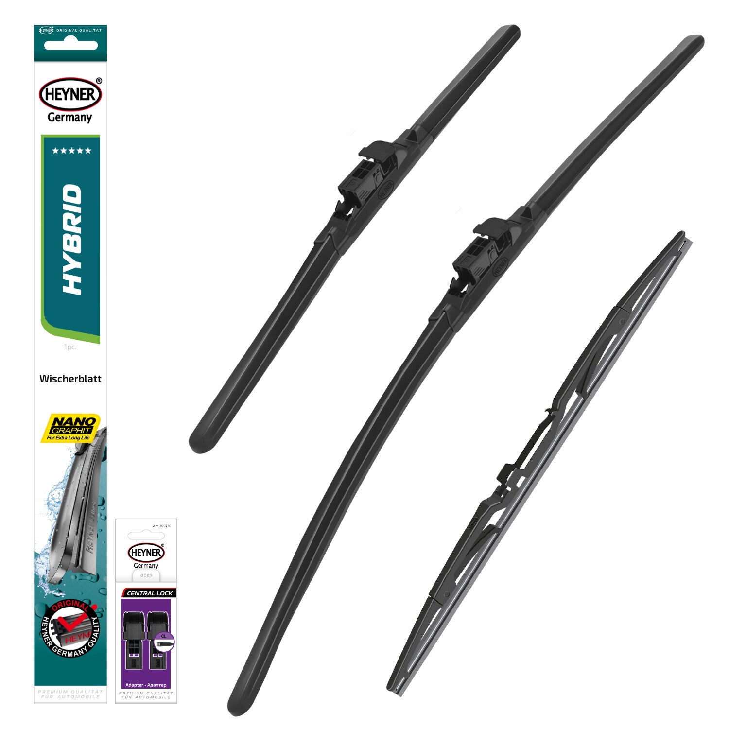 HEYNER® Set ștergător de parbriz cu ștergător spate compatibil cu MERCEDES-BENZ C-KLASSE T-Modell (07.2003 – 08.2007) HYBRID ștergător plat