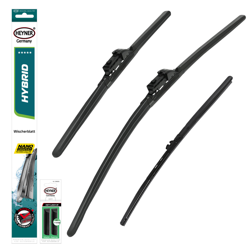 HEYNER® Set ștergător de parbriz cu ștergător spate compatibil cu MERCEDES-BENZ E-KLASSE T-Modell / E-KLASSE All-Terrain (07.2023 – 01.2024) HYBRID ștergător plat