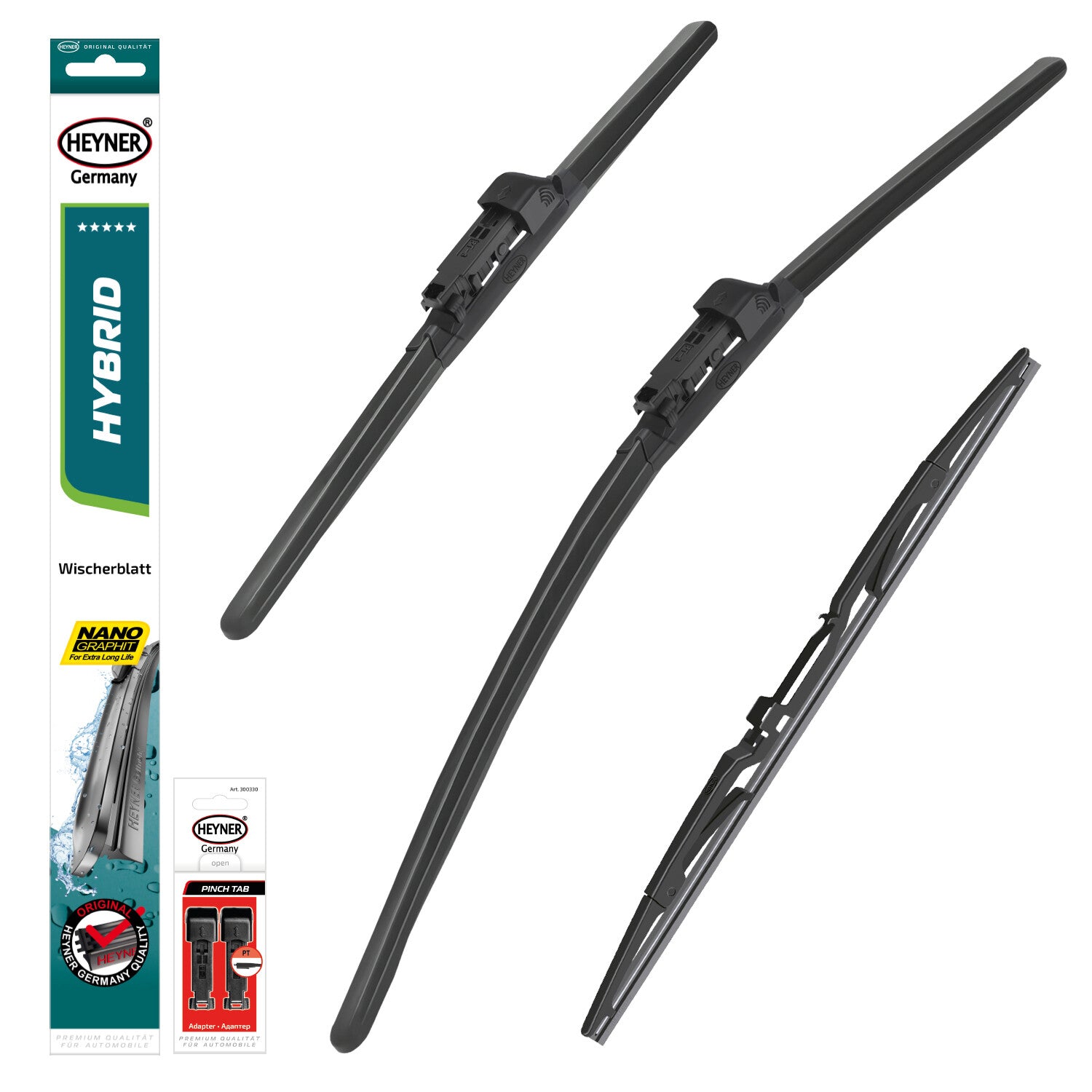 HEYNER® Set ștergător de parbriz cu ștergător spate compatibil cu FORD B-MAX (10.2012 – 09.2017) HYBRID ștergător plat
