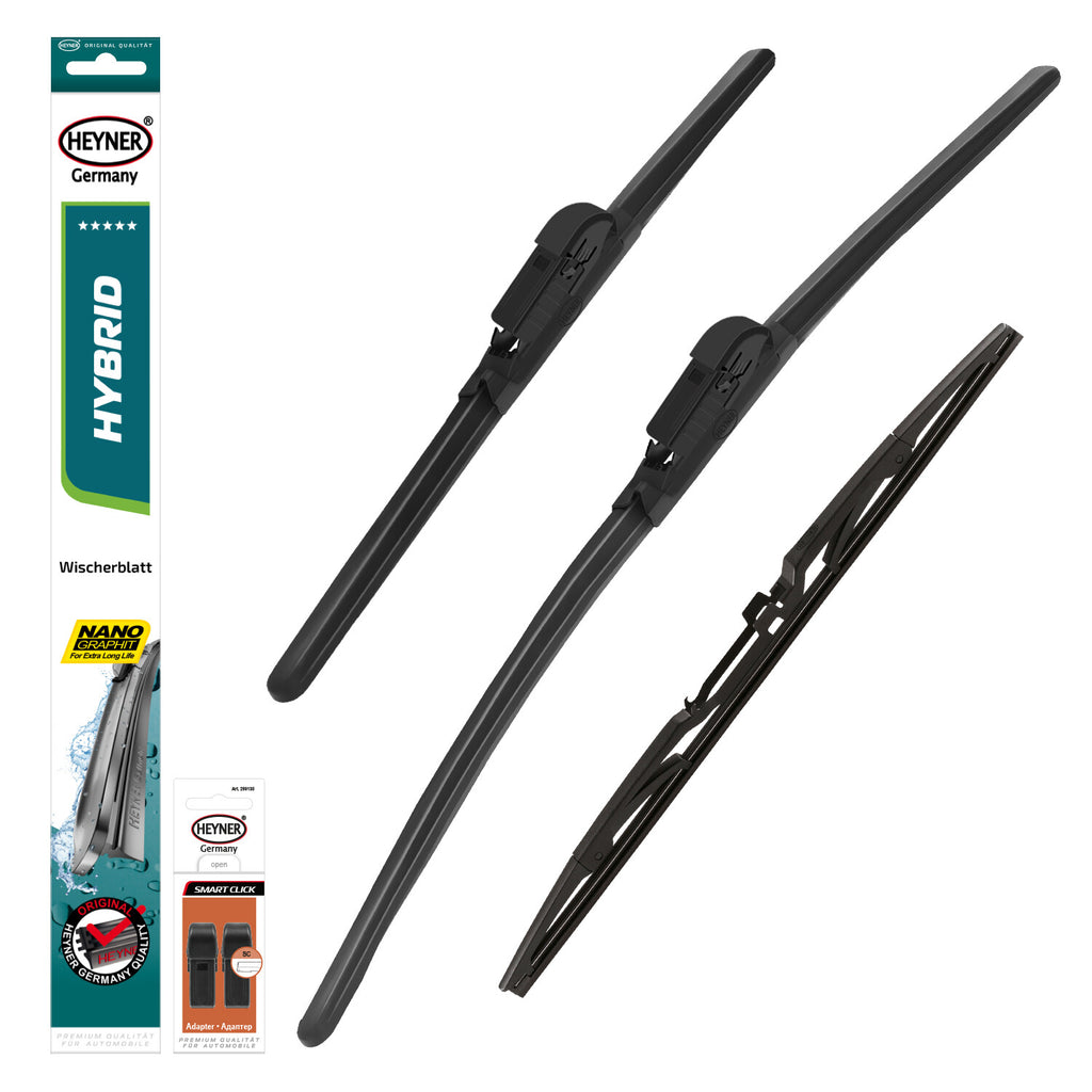 HEYNER® Set ștergător de parbriz cu ștergător spate compatibil cu DFSK E5 (01.2024 – 12.2025) HYBRID ștergător plat