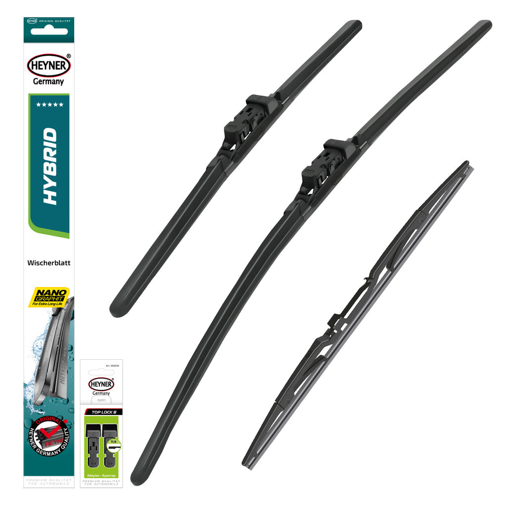 HEYNER® Set ștergător de parbriz cu ștergător spate compatibil cu DACIA DUSTER (01.2018 – 10.2023) HYBRID ștergător plat
