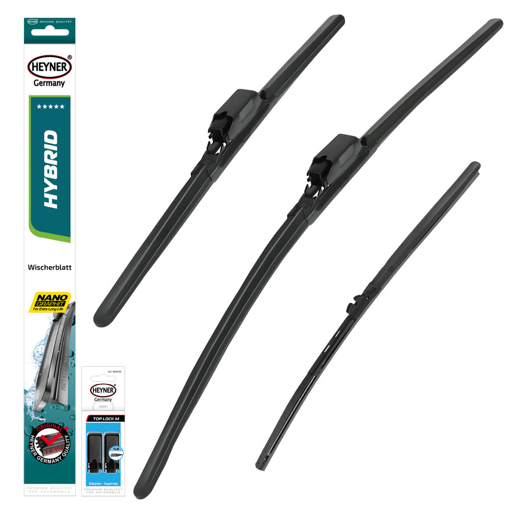 HEYNER® Set ștergător de parbriz cu ștergător spate compatibil cu MERCEDES-BENZ EQV (01.2021 – 09.2025) HYBRID ștergător plat