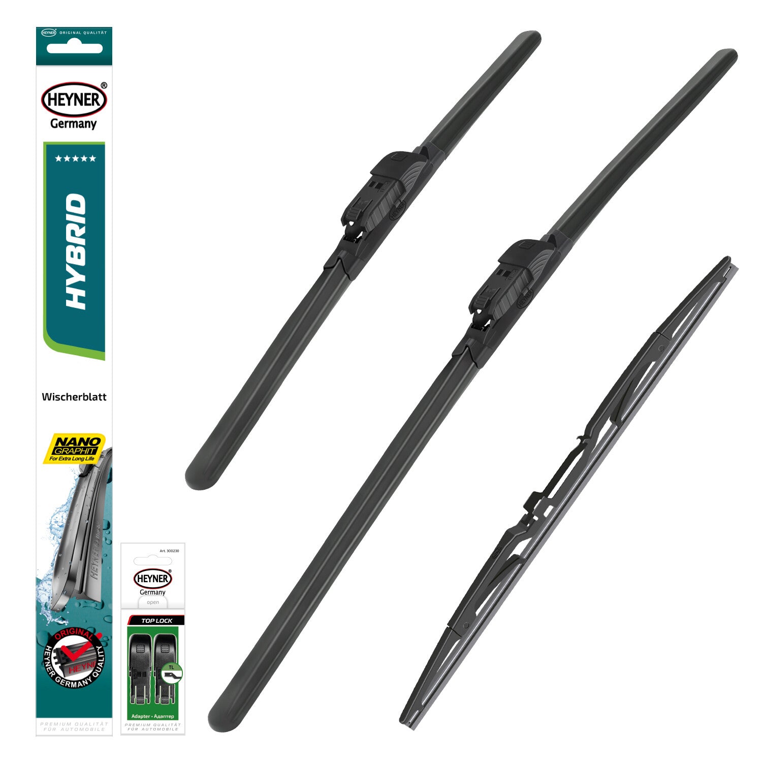 HEYNER® Set ștergător de parbriz cu ștergător spate compatibil cu ALFA ROMEO GIULIETTA (04.2010 – 12.2020) HYBRID ștergător plat