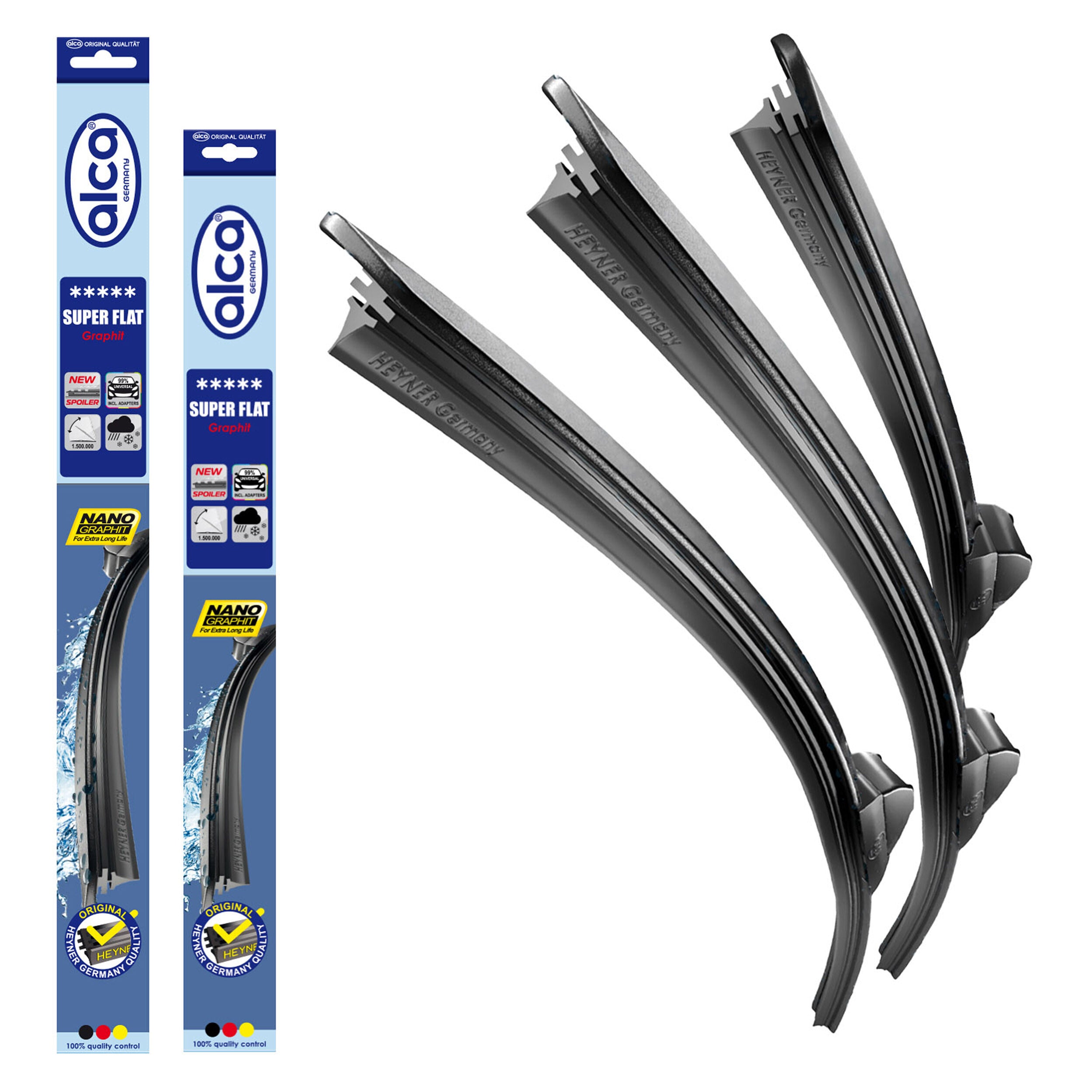 alca® Set ștergător de parbriz cu ștergător spate compatibil cu AUDI 200 Avant (11.1984 – 11.1990) SUPER FLAT ștergător plat