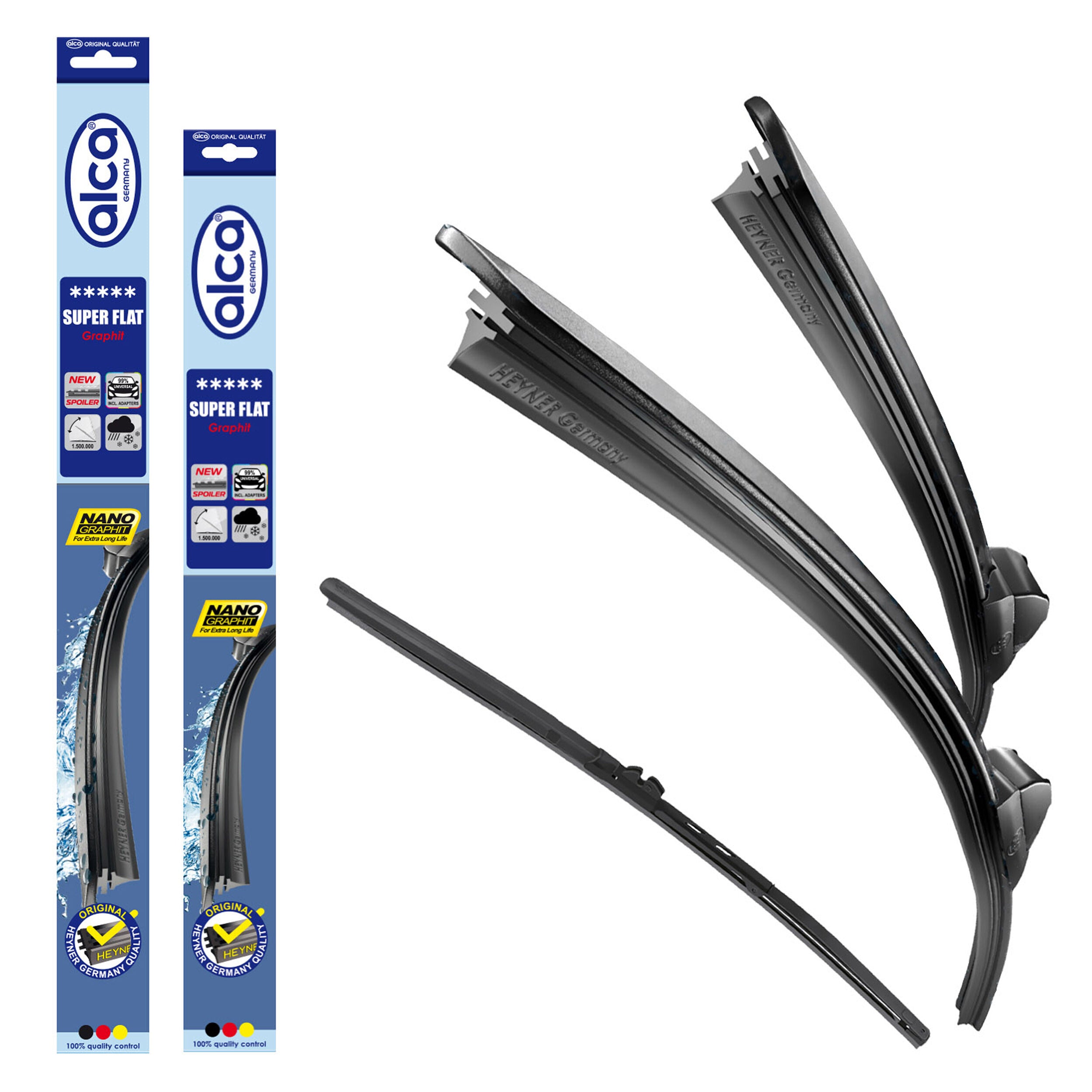 alca® Set ștergător de parbriz cu ștergător spate compatibil cu VW MULTIVAN T5 (02.2003 – 11.2009) SUPER FLAT ștergător plat