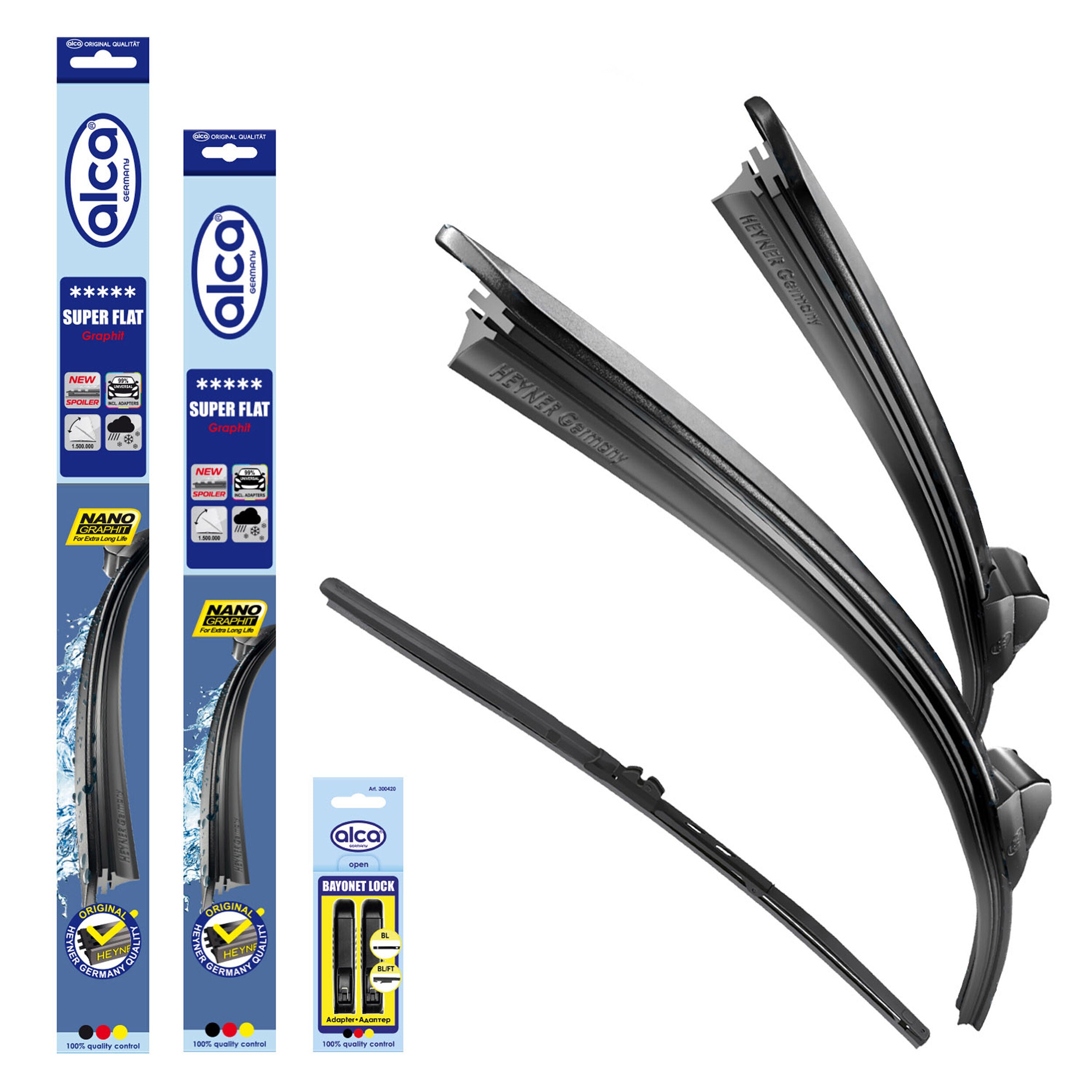 alca® Set ștergător de parbriz cu ștergător spate compatibil cu MINI MINI CLUBMAN (03.2007 – 12.2014) SUPER FLAT ștergător plat