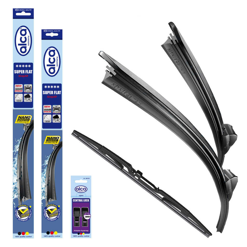 alca® Set ștergător de parbriz cu ștergător spate compatibil cu MERCEDES-BENZ C-KLASSE T-Modell (07.2003 – 08.2007) SUPER FLAT ștergător plat