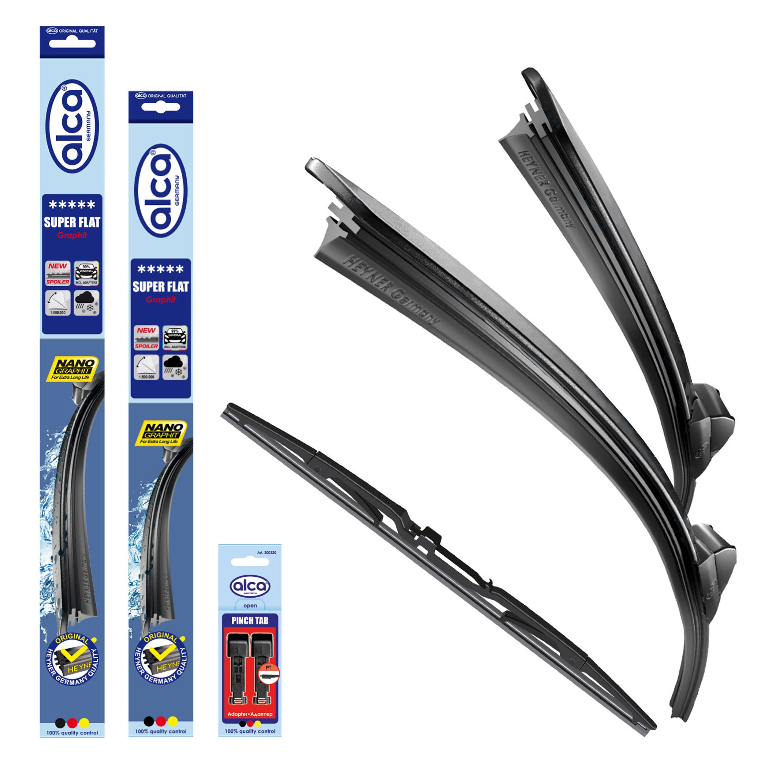 alca® Set ștergător de parbriz cu ștergător spate compatibil cu HYUNDAI BAYON (01.2021 – 12.2025) SUPER FLAT ștergător plat