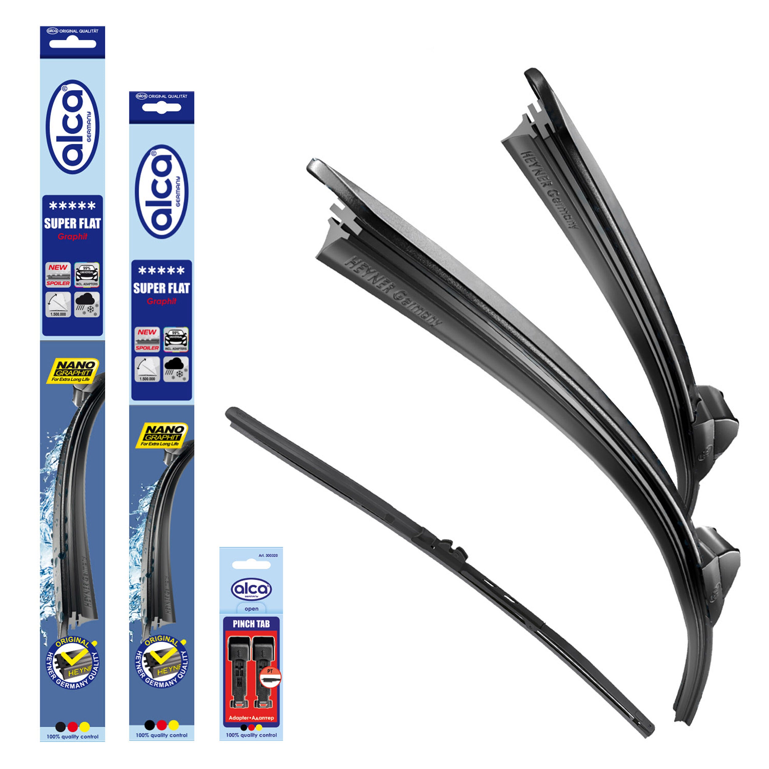 alca® Set ștergător de parbriz cu ștergător spate compatibil cu INFINITI QX30 (04.2016 – 03.2020) SUPER FLAT ștergător plat