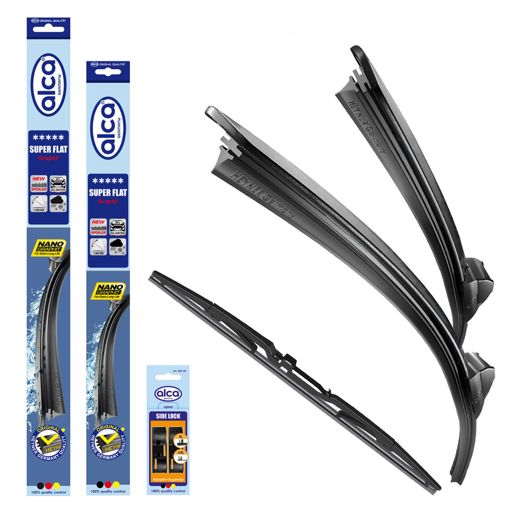alca® Set ștergător de parbriz cu ștergător spate compatibil cu VW GOLF IV Variant (06.2002 – 06.2006) SUPER FLAT ștergător plat