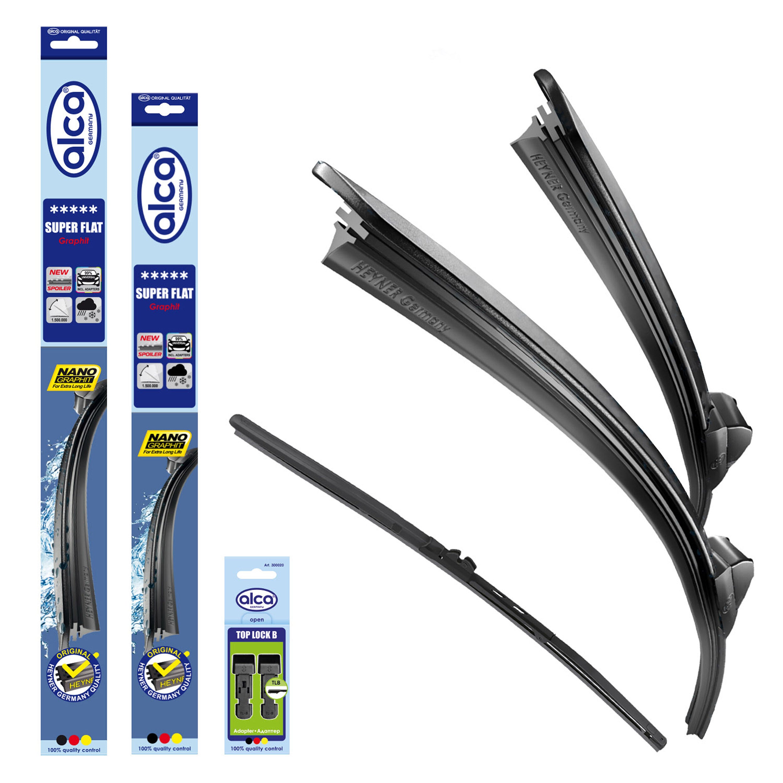 alca® Set ștergător de parbriz cu ștergător spate compatibil cu MINI MINI COUNTRYMAN (10.2016 – 12.2023) SUPER FLAT ștergător plat