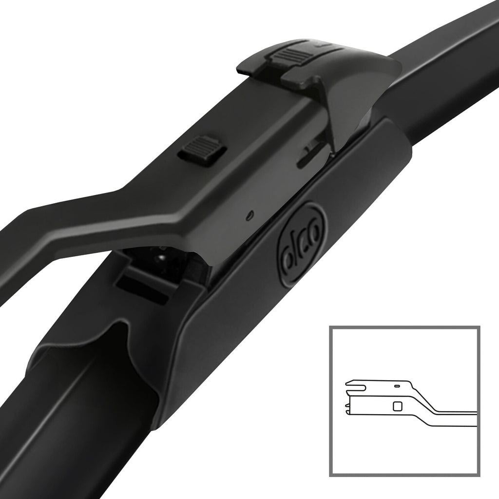 alca® Set ștergător de parbriz cu ștergător spate compatibil cu MAZDA 6 Kombi (03.2018 – 12.2024) SUPER FLAT ștergător plat