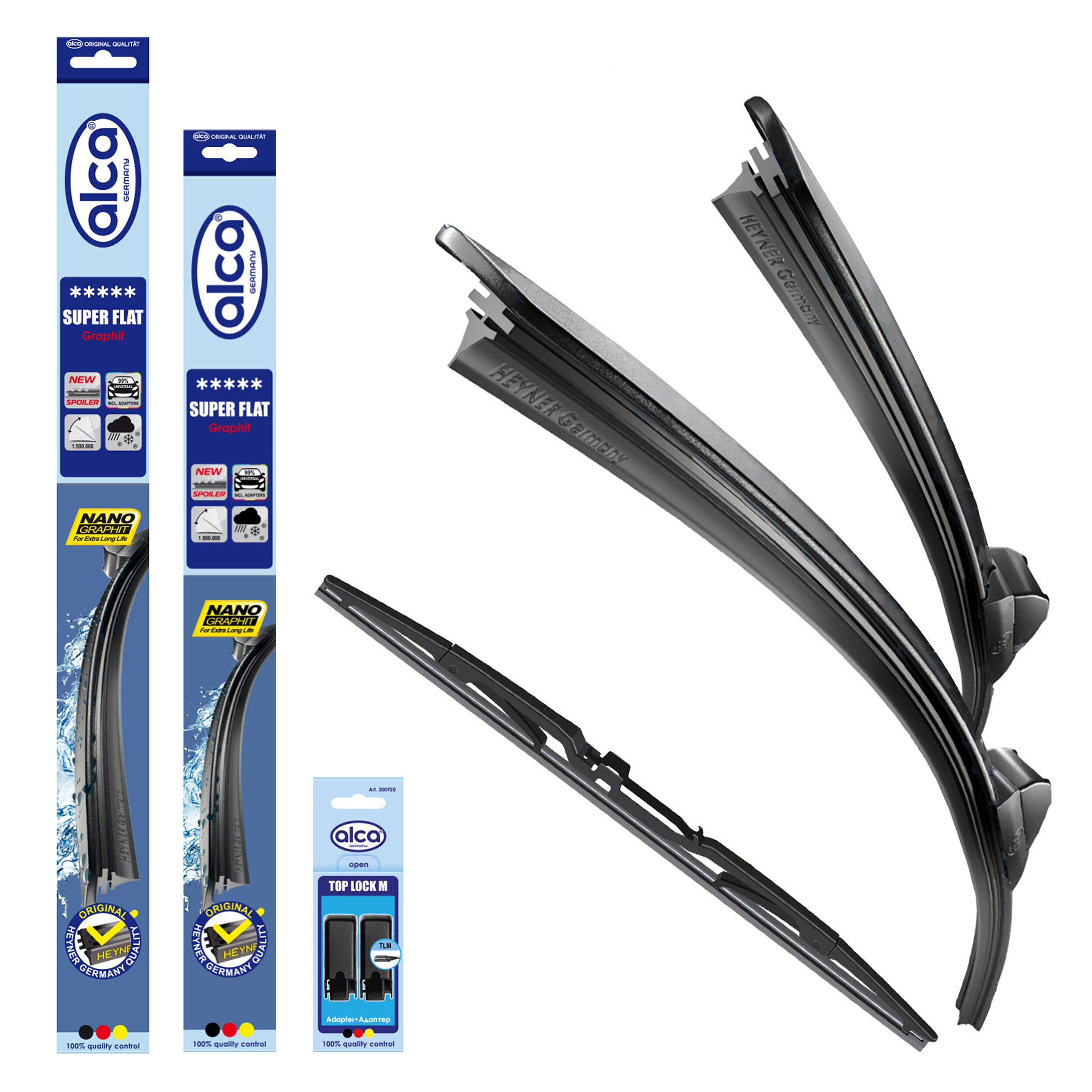 alca® Set ștergător de parbriz cu ștergător spate compatibil cu MERCEDES-BENZ B-KLASSE (07.2015 – 12.2018) SUPER FLAT ștergător plat